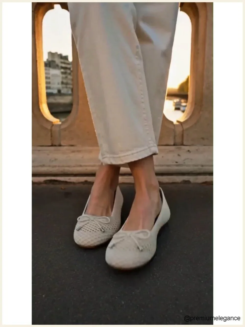 Women's Mesh Ballet Flats Round Toe Foldable Slip-On Knit Shoes with Bow